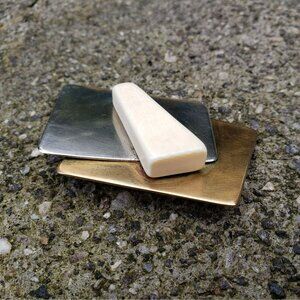 Designer David Navarro Sterling Silver Brooch Mixed Media Brass Unique Layered